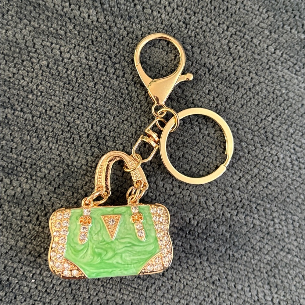 NEW: Green and Gold Handbag Keychain